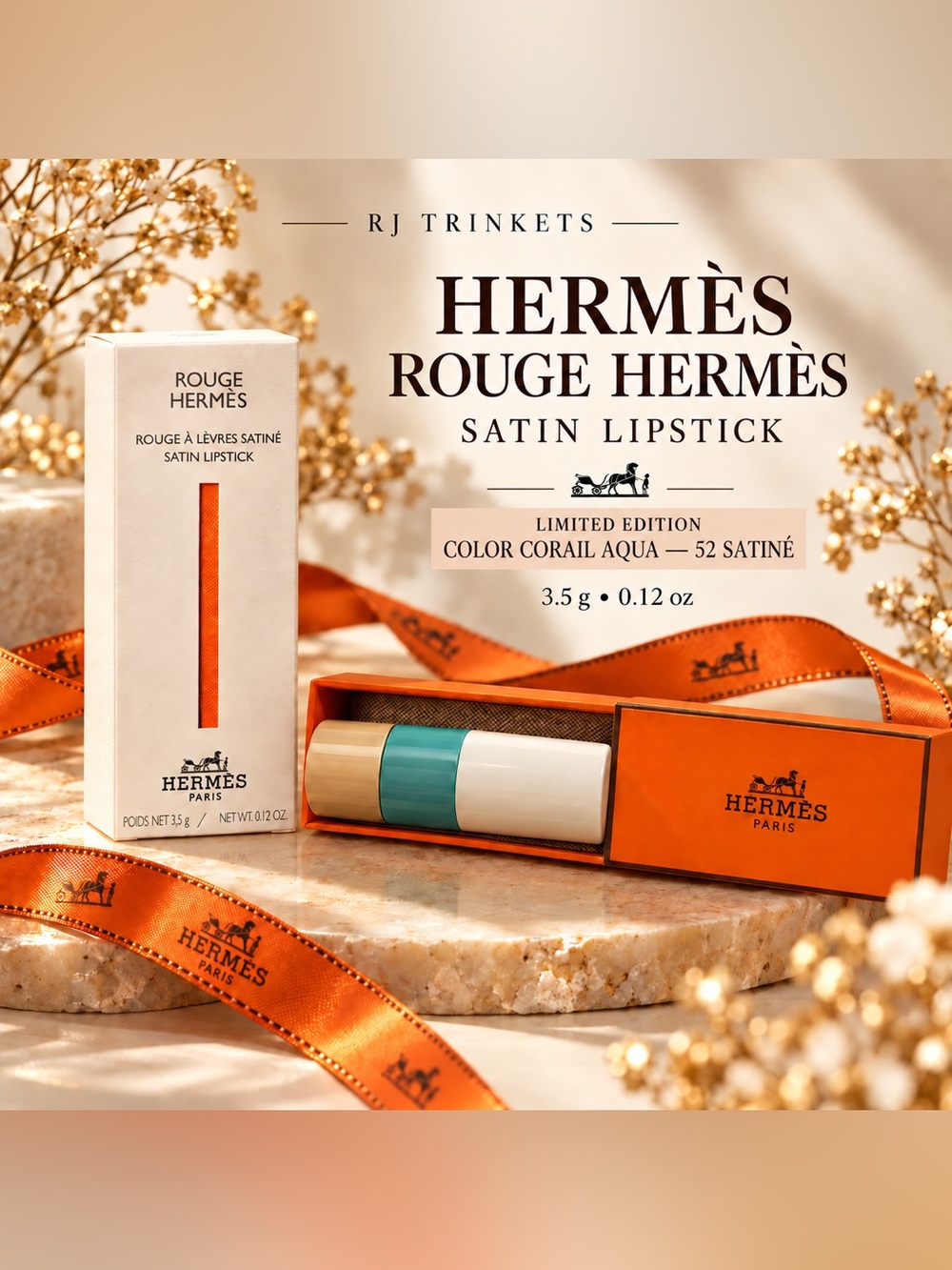 Hermès Rouge Hermès Satin Lipstick — Corail Aqua 52